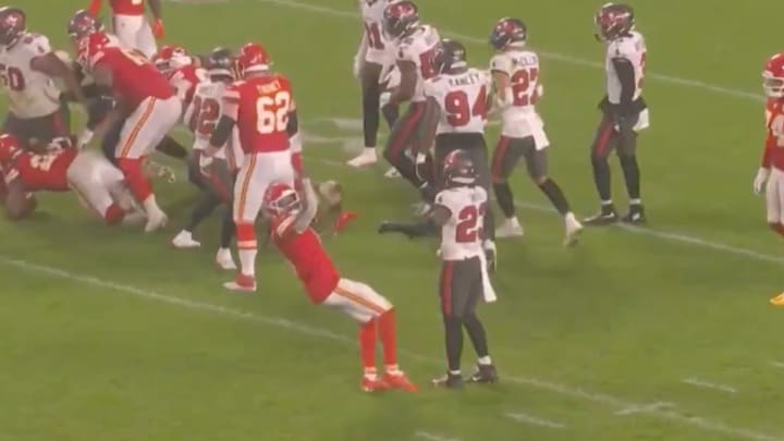 DeAndre Hopkins goes flying.