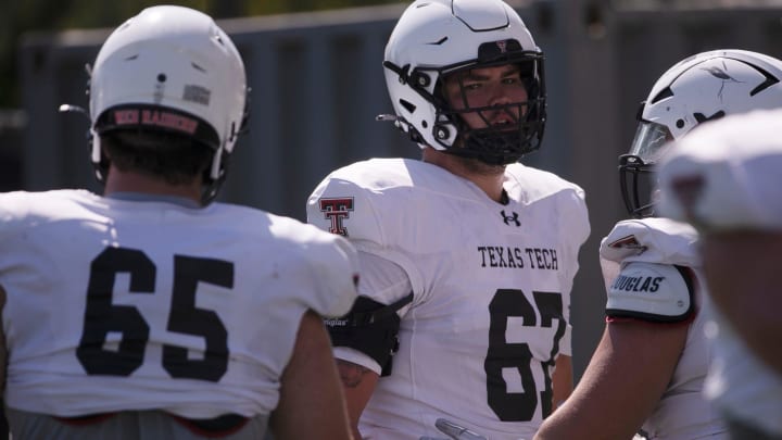 Texas Tech's Dalton Merryman attends football practice, Wednesday, Aug. 7, 2023, at the Sports Performance Center.