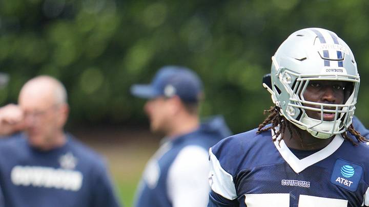 May 1, 2026; Frisco, TX, USA; Dallas Cowboys linebacker Malachi Lawrence (57) goes through a drill during practice at the Ford Center at the Star Training Facility in Frisco, Texas.  Mandatory Credit: Chris Jones-Imagn Images