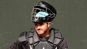 Arizona Diamondbacks catcher Aramis Garcia during spring training practice at Salt River Fields at Talking Stick in Scottsdale on Feb. 13, 2025.