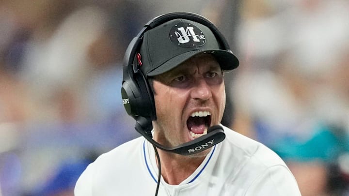 Indianapolis Colts head coach Shane Steichen yells