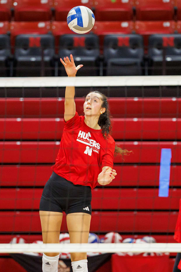 Nebraska volleyball opposite hitter Virginia Adriano at practice ahead of the 2025 season.