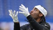 Oct 16, 2022; Indianapolis, Indiana, USA; Indianapolis Colts cornerback Stephon Gilmore (5) warms up before the game against the Jacksonville Jaguars at Lucas Oil Stadium. Mandatory Credit: Jenna Watson-USA TODAY Sports