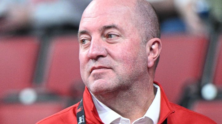 Nebraska Cornhuskers athletic director Troy Dannen watches the game between the Nebraska Cornhuskers and the Minnesota Golden Gophers
