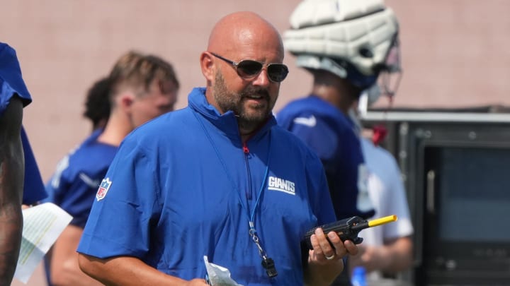 East Rutherford, NJ -- August 1, 2024 -- Head coach Brian Daboll practicing today at training camp for the New York Giants.