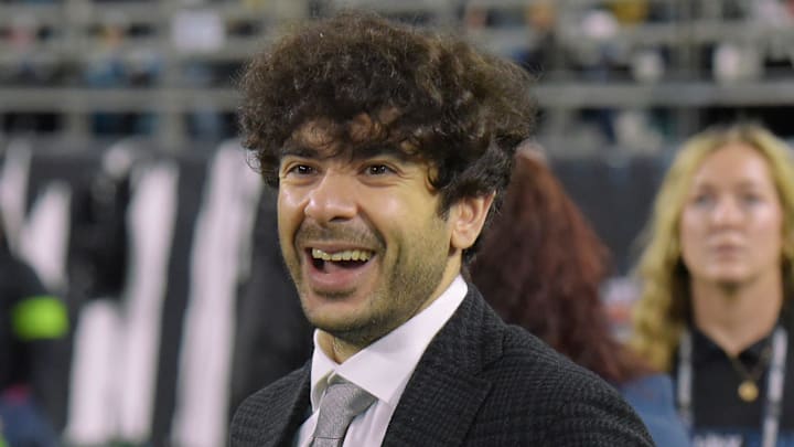 Tony Khan, the son of Jacksonville Jaguars owner Shad Khan on the sidelines before the start of Monday night's game. The Jacksonville Jaguars hosted the Cincinnati Bengals at EverBank Stadium in Jacksonville, Florida for Monday Night Football, December 4, 2023. The Jaguars were tied 14 to 14 at the end of the first half. [Bob Self/Florida Times-Union]