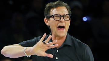 Atlanta Hawks head coach Quin Snyder calls out a set against the  Milwaukee Bucks.