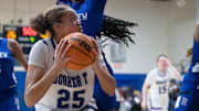 Chamiah Francis (25) looks to shoot during the Ridgeview vs Washington girls 5A Regional Semifinals basketball game at Booker T. Washington High School in Pensacola on Monday, Feb. 19, 2024.