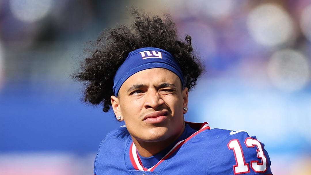 Oct 22, 2023; East Rutherford, New Jersey, USA; New York Giants wide receiver Jalin Hyatt 