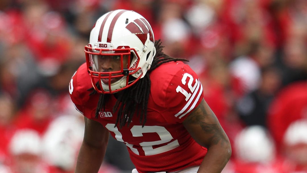 Wisconsin Badgers defensive back Dezmen Southward (12) ran a fast 40-yard dash time at the NFL combine