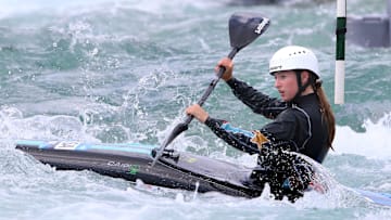 The sole U.S. Olympic Team member for women   s slalom canoe Evy Leibfarth, 17, works the course during a morning training session on the rapids at the US National Whitewater Center in Charlotte Friday, May  7, 2021.

Whitewater4