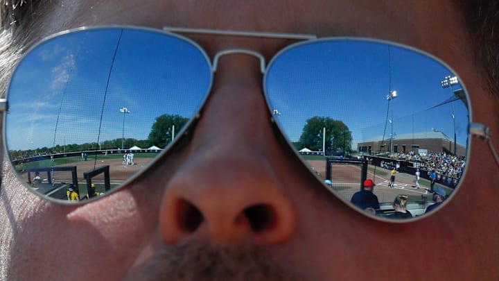 The stadium reflects off of a fan’s glasses. Alex Martin/Journal and Courier / USA TODAY NETWORK via Imagn Images