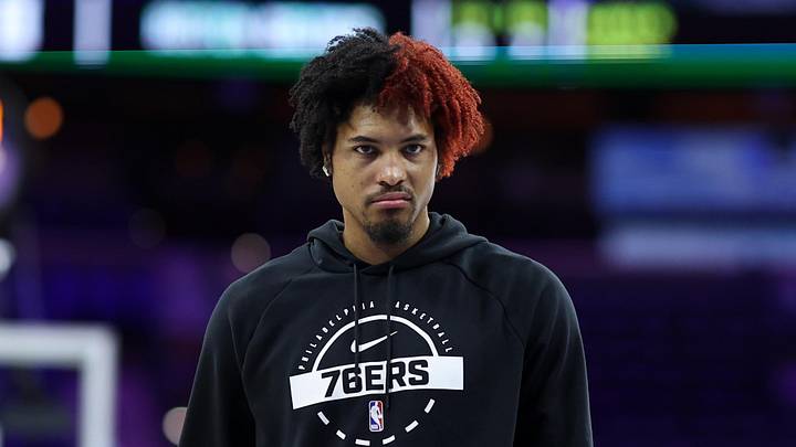 Apr 30, 2026; Philadelphia, Pennsylvania, USA; Philadelphia 76ers guard Kelly Oubre Jr. before action against the Boston Celtics at Xfinity Mobile Arena. Mandatory Credit: Bill Streicher-Imagn Images