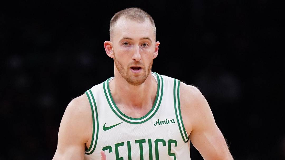 Oct 29, 2025; Boston, Massachusetts, USA; Boston Celtics forward Sam Hauser (30) reacts after his three point basket against the Cleveland Cavaliers in the second half at TD Garden. Mandatory Credit: David Butler II-Imagn Images