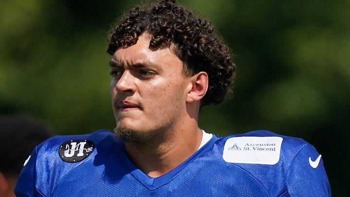 Indianapolis Colts offensive tackle Jalen Travis during Colts Training Camp at Grand Park in Westfield.