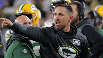 Green Bay Packers head coach Matt LaFleur during the second quarter of their game on October 14, 2019, at Lambeau Field in Green Bay, Wis. Current coach LaFleur took over in 2019 and has a record of 67-33-0.