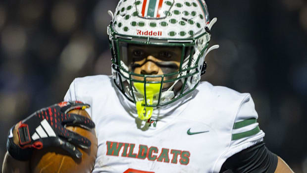 Lawrence North High running back Izayveon Moore scores a TD in the 2024 IHSAA Class 6A Regional Championship game.