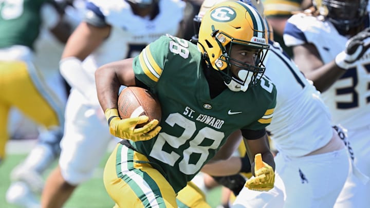 St. Edward running back Brandon White runs the ball against Good Counsel (Maryland) on August 27, 2023.