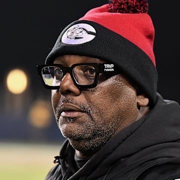 Glenville head coach Ted Ginn, Sr. looks on during the 2023 Division IV state championship game at Tom Benson Hall of Fame Stadium