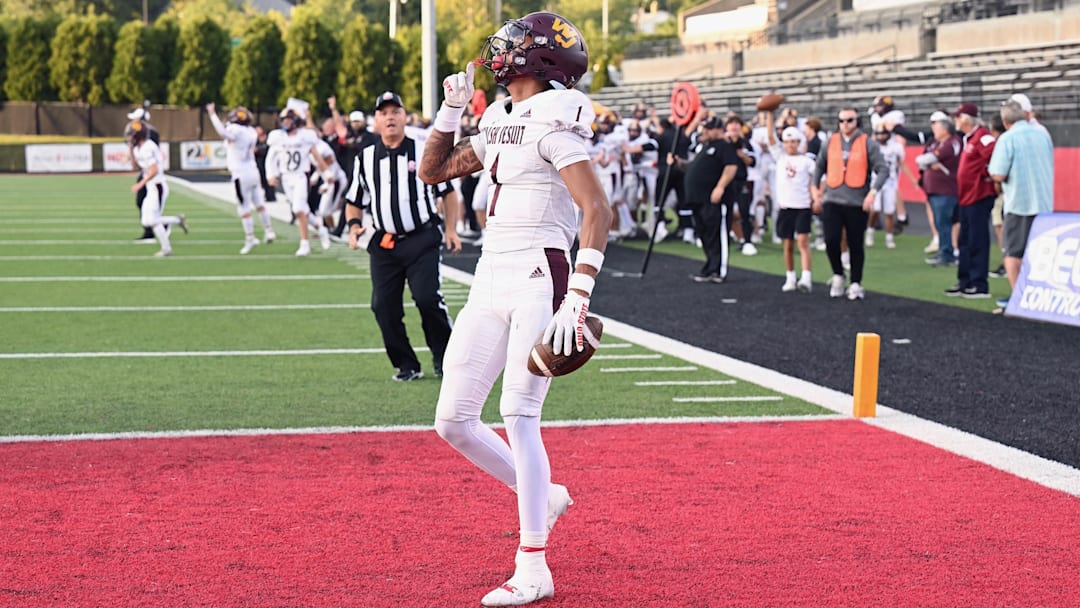 Walsh Jesuit wide receiver Milan Parris celebrates after a TD catch against Ursuline in 2024.