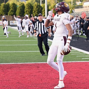 Walsh Jesuit wide receiver Milan Parris celebrates after a TD catch against Ursuline in 2024.