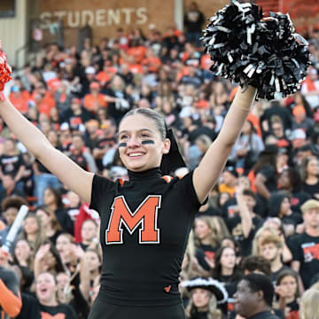 A Massillon cheerleader cheers for the Tigers during a game against Valdosta (Georgia) on August 18, 2023.