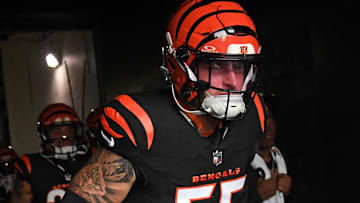 Aug 7, 2025; Philadelphia, Pennsylvania, USA; Cincinnati Bengals linebacker Logan Wilson (55) in the tunnel against the Philadelphia Eagles at Lincoln Financial Field. Mandatory Credit: Eric Hartline-Imagn Images