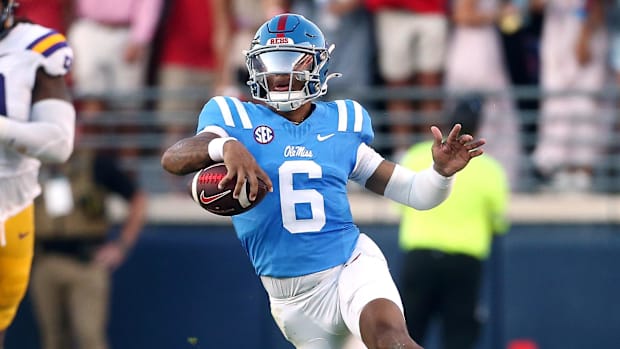 Mississippi Rebels quarterback Trinidad Chambliss (6) 