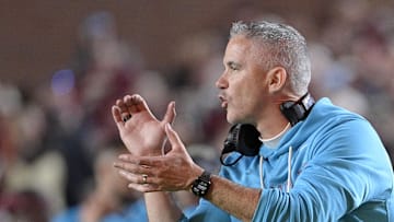 Nov 1, 2025; Tallahassee, Florida, USA; Florida State Seminoles head coach Mike Norvell during the fourth quarter against the Wake Forest Demon Deacons at Doak S. Campbell Stadium. Mandatory Credit: Melina Myers-Imagn Images