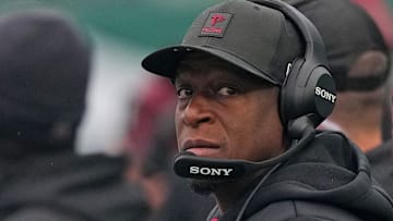 Nov 30, 2025; East Rutherford, New Jersey, USA; Atlanta Falcons head coach Raheem Morris during the first half at MetLife Stadium.