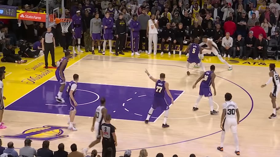 Every Laker is staring at Wembanyama. 