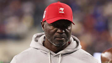 Nov 23, 2025; Inglewood, California, USA; Tampa Bay Buccaneers head coach and defensive coordinator Todd Bowles Mandatory Credit: Kiyoshi Mio-Imagn Images