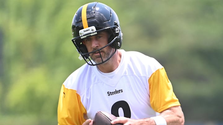 Pittsburgh Steelers quarterback Aaron Rodgers (8) during minicamp. Pittsburgh Steelers quarterback Aaron Rodgers (8) during minicamp.