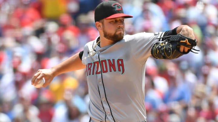 Jun 23, 2024; Philadelphia, Pennsylvania, USA; Arizona Diamondbacks pitcher Slade Cecconi (43) throws a pitch during the first inning against the Philadelphia Phillies at Citizens Bank Park. Mandatory Credit: Eric Hartline-USA TODAY Sports