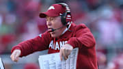 Arkansas Razorbacks interim head coach Bobby Petrino during the third quarter against the Mississippi State Bulldogs at Razorback Stadium.