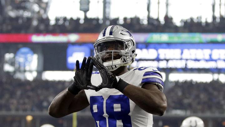 Aug 19, 2017; Arlington, TX, USA; Dallas Cowboys wide receiver Dez Bryant (88) scores a touchdown against Indianapolis Colts free safety Darius Butler (20) and cornerback Vontae Davis (21) in the first quarter at AT&T Stadium. Mandatory Credit: Tim Heitman-Imagn Images
