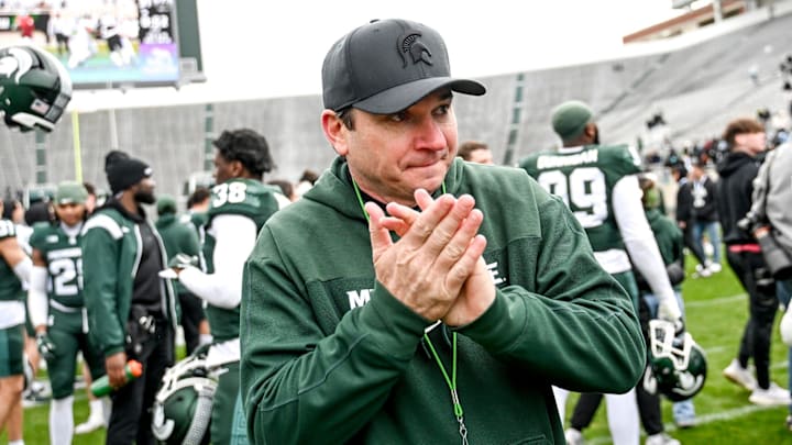 Michigan State's head coach Jonathan Smith leaves the file after the Spring Showcase on Saturday, April 20, 2024, at Spartan Stadium in East Lansing. Michigan State's head coach Jonathan Smith leaves the file after the Spring Showcase on Saturday, April 20, 2024, at Spartan Stadium in East Lansing.