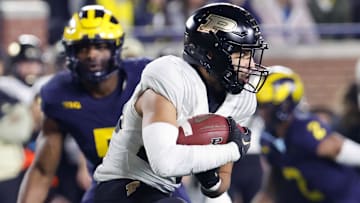 Purdue Boilermakers running back Devin Mockobee (45) rushes in the first half 