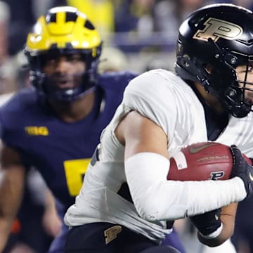 Purdue Boilermakers running back Devin Mockobee (45) rushes in the first half 