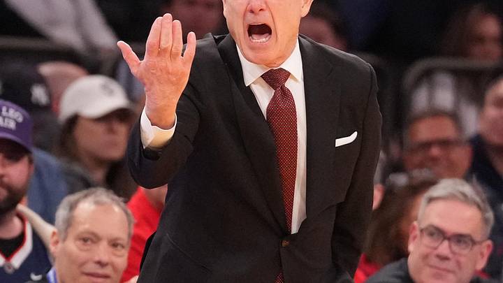 Mar 13, 2026; New York, NY, USA;  St. John's Red Storm head coach Rick Pitino against the Seton Hall Pirates during the second half at Madison Square Garden. Mandatory Credit: Robert Deutsch-Imagn Images