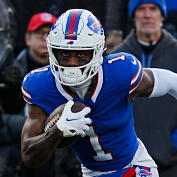 Buffalo Bills wide receiver Curtis Samuel returns the ball during the second half of the Buffalo Bills wild card game against the Denver Broncos at Highmark Stadium in Orchard Park on Jan. 12, 2025.