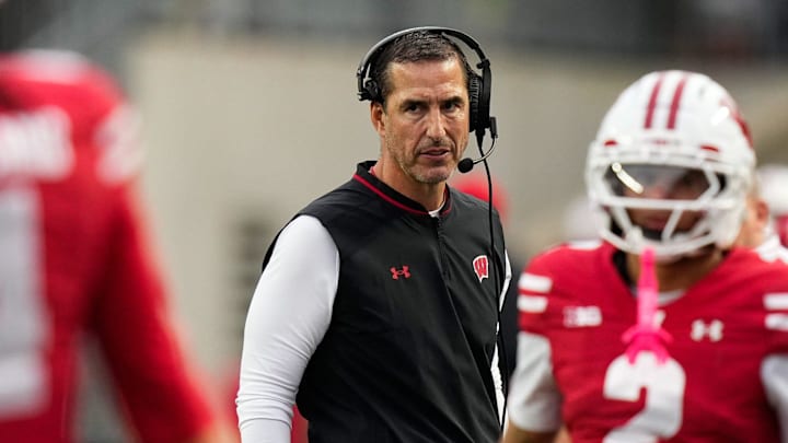 Wisconsin Badgers head coach Luke Fickell reacts in the second half at Camp Randall Stadium on Saturday, Oct. 18, 2025 in Madison, Wisconsin.