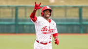 Indiana's Devin Taylor celebrates a home run against Xavier at Bart Kaufman Field.