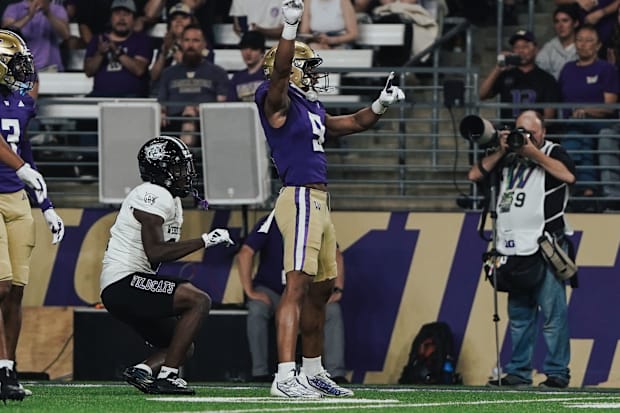 Thaddeus Dixon celebrates a pass break-up against Weber State.