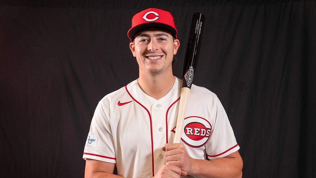 Cincinnati Reds infielder Michael Toglia (48) poses for a portrait during the Cincinnati Reds picture day, Tuesday, Feb. 17, 2026, at the Cincinnati Reds player development complex in Goodyear, Ariz.