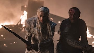 (L to R) Emilia Clarke as Daenerys Targaryen and Iain Glen as Jorah Mormont - Photo: Helen Sloan/HBO