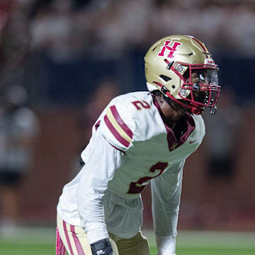 Hartfield's Bralan Womack (2) and the Hawks take on MRA in Madison, Miss., Friday, Oct. 11, 2024.