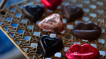 Chocolate hearts and foil wrapped lips are available at Peterbrooke Chocolatier in Palm Beach Friday February 7, 2025.