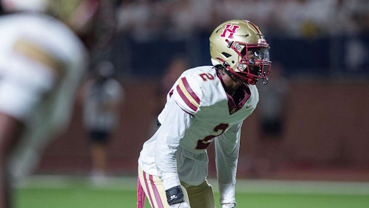 Hartfield's Bralan Womack (2) and the Hawks take on MRA in Madison, Miss., Friday, Oct. 11, 2024.