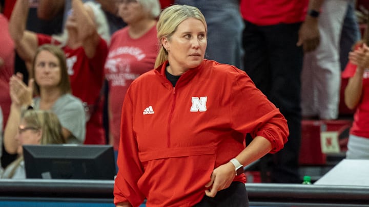 Nebraska Volleyball Head Coach Dani Busboom Kelly during the Red-White Scrimmage on Saturday. Nebraska Volleyball Head Coach Dani Busboom Kelly during the Red-White Scrimmage on Saturday.